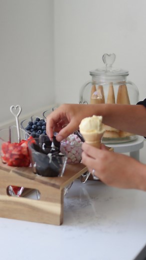 Summer goals 🍦🐚☀️🍉 Perfect for the kids and adults too! Make an ice cream station with all your favourite toppings in our snack stations✨ What’s your must have toppings? #icecreamstation #summeridea #summerhacks #summertime #gardenparty #gardenidea | Pretty Little Home