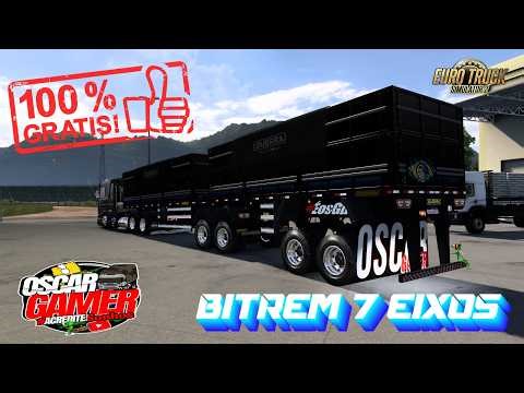 Download Free Mod - ETS 2 1.58 - Guerra Bitrain 7-Axle Truck - RBR Map - Link in Description