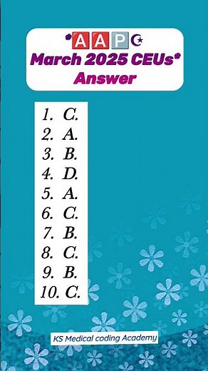 March 2025 AAPC CPC CEUs | CEUs Answer Key #shorts