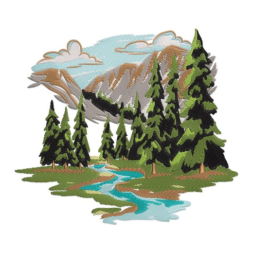 Mountain Landscape Embroidery Design: Sunset Forest Scene (digital File) - Etsy