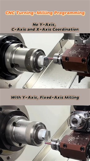 SmartLathe on Instagram: "🌟 **Milling with vs. without Y-Axis on ST-52YT CNC Lathe!** 🛠️🔍 See the difference in action! ⚙️ With the **Y-Axis**, achieve precise, multi-directional milling with fewer setups and higher efficiency. 🚀 Without it, milling is limited, requiring extra repositioning and time. ⏳ Watch how the **ST-52YT** boosts productivity and accuracy! 🎯💯 #CNCmachining #ST52YT #HighEfficiency #Milling #Precision"