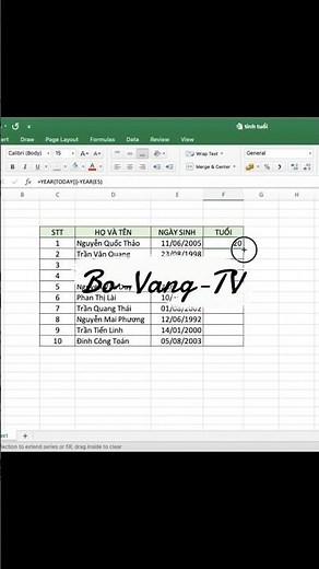 Cách tính tuổi nhanh trong Excel | Chỉ với một công thức đơn giản #excel #TinhTuoi #HocExcel