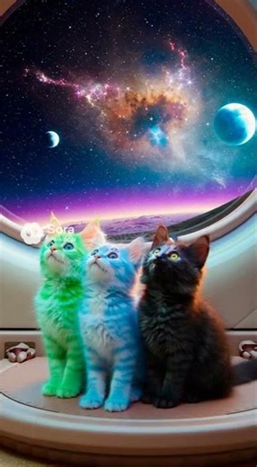 Three Alien Kittens 😺🐱🐈👽👾💙💚🖤 #sora2 #alien #kittens #cat