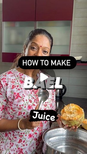 Aruna Mucherla on Instagram: "Take a sip of this delicious and healthy Bael juice. How to Make Bael / Stone Apple Juice: Prep Time: 30 minutes Ingredients: - 1 medium-sized ripe bael fruit - 1-1.5 liters of water - 1-2 teaspoons of sugar (optional) - 1/4 teaspoon of black pepper powder (optional) - Salt to taste (optional) Instructions: 1. In a big bowl or on your kitchen platform, break the bael fruit with the help of something heavy. Try not to use a glass bowl as it may break. 2. Once broken,