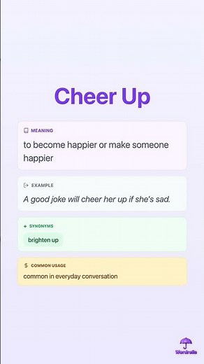 CHEER UP - Phrasal Verb Explained | Meaning, Examples & Synonyms | Wordrella