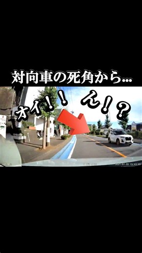 【恐怖の瞬間】対向車の陰から突然子供が…！ドライバーの冷や汗が止まらない一部始終