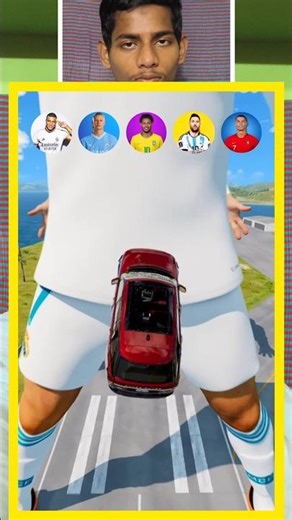 Football Stars Drop Test 😱 Messi Ronaldo Haaland Mbappe #beamngdrive #shorts