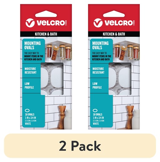 (2 pack) VELCRO Brand Kitchen & Bath Mounting Ovals | Professional Grade Heavy Duty Strength | Indoor Outdoor Use, 1in x 3/4in, Ovals