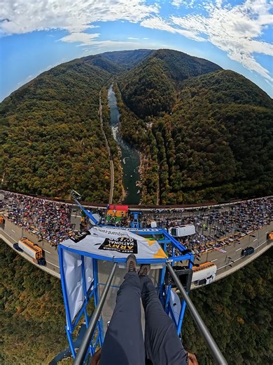 5.9M views · 38K reactions | Stepping into #BridgeDay2025 with Chris Finck, #GoProMAX2, + West Virginia Tourism 廒 Shop the new, True 8K GoPro MAX2  GoPro.com/MAX2 West Virginia's 46th annual Bridge Day welcomed over 100,000 spectators to its stunning New River Gorge National Park. This festival is the one day per year where BASE jumping is legal from their 876' bridge  | GoPro | Facebook