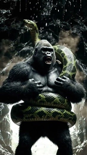 “Gorilla vs Giant Anaconda… Brutal Ending 😳” #trending #gorilla #anaconda #amazon #shrots