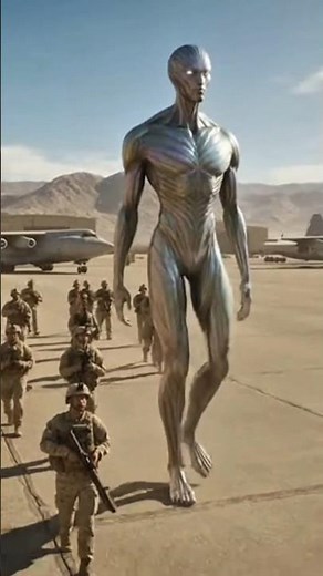 Giant Alien walking with military 🪖#alien #military