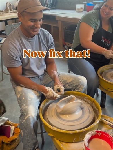 I told her to give it a little bump 😂 #ceramics #pottery #smash #clayart #clay