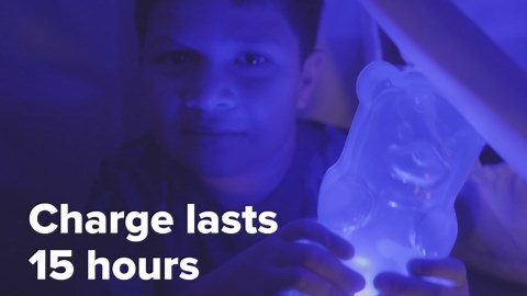 Gummygoods Squeezable Gummy Bear Night Light - Rechargeable, Portable, Squishy Lamp, 60-Min Sleep Timer - Christmas Gift for Kids & Adults, Baby Nursery, and Dorm Rooms - (Pink)