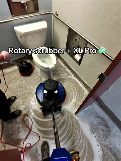 Effective Bathroom Floor Cleaning with Rotary Scrubber