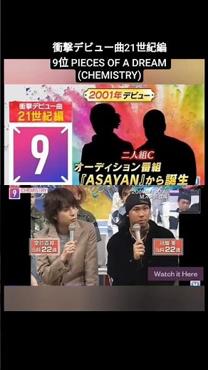 衝撃デビュー曲21世紀編 9位 PIECES OF A DREAM (CHEMISTRY) #ケミストリー #CHEMISTRY #川畑要 #堂珍嘉邦#jpop