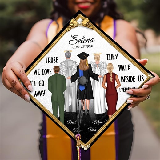 Custom Memorial Graduation Cap Topper, Personalized Mom and Dad Cap Decoration, Gift for Graduates, Class of 2026 - Etsy