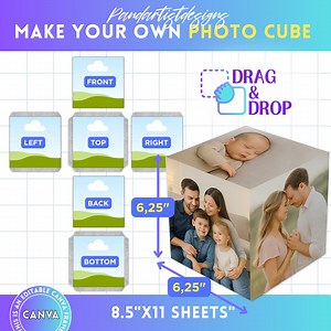 Photo Cube Template, Printable Photo Box Template, 3D Cube Template, Custom Cube Box, Drag & Drop, DIY Photo Collage, Custom Canva Frame - Etsy