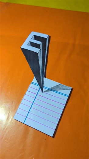 3D illusion drawing letter E #drawing #3d #opticalillussion