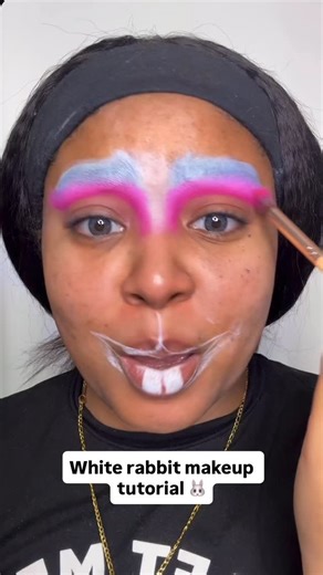 White rabbit makeup tutorial @ucanbemakeup Athena palette for the white base @nyxcosmetics Makeup HD Finishing Powder Pressed Setting Powder to set. #whiterabbit #whiterabbitcosplay #aliceinwonderland #rabbitcostume #whiterabbitmakeup | HoneyyBee Lovee | Facebook