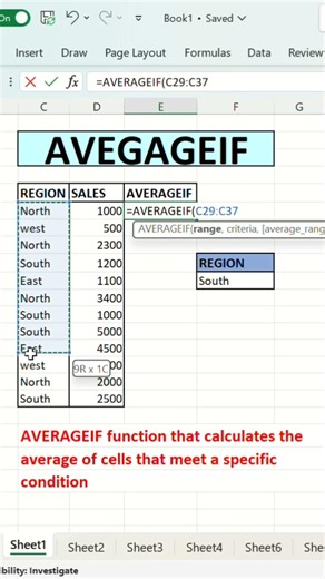 Calculate average based on conditions using AVERAGEIF in Excel! #excel #exceltips #exceltutorial