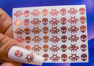 Holographic Alien Nail Art Stickers: Manicure Decals - Etsy