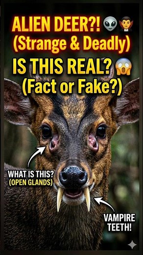 Real barking deer with vampire teeth 😳 Nature’s strangest hidden deer 🦌