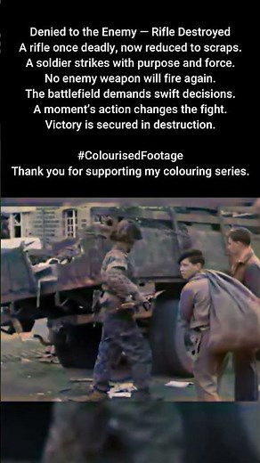 Denied to the Enemy US Soldier Smashes Captured Rifle #ColourisedHistory