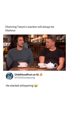 @childhoodpost on Instagram: "The moment comes from the 2017 press tour for Logan Lucky, the Steven Soderbergh–directed heist comedy starring Channing Tatum and Adam Driver. During the promotional run, the cast delivered a string of interviews that quickly stood out for their unpolished, off-the-cuff humor. One exchange in particular—punctuated by the now-memorable “you a cocktail man?” and the incredulous “are you really?”—turned an otherwise routine press question into an instantly quotable mo