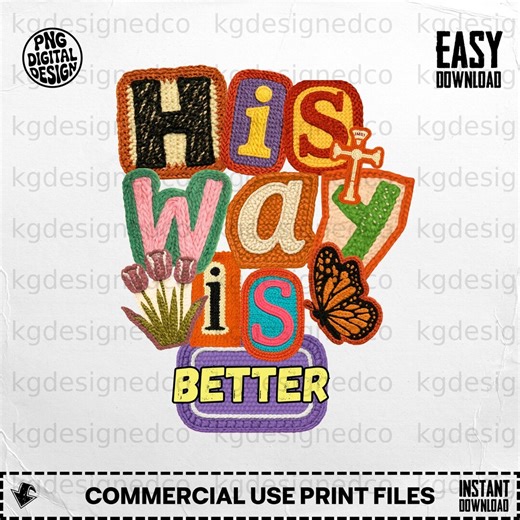 His Way is Better PNG | Faux Yarn Christian Quote PNG | Knit Look Faith Typography | Yarn Text Sublimation PNG - Etsy