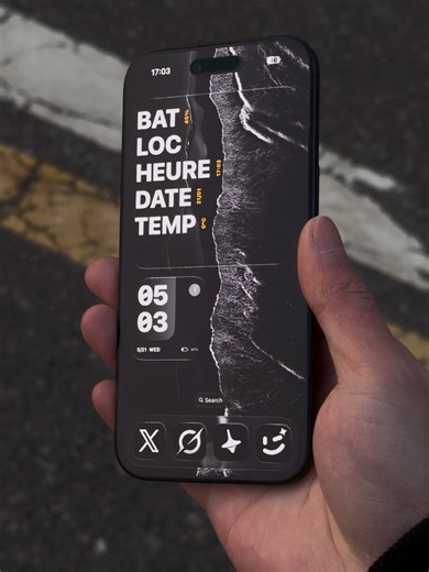iPhone Black Vision setup featuring a dark coast wallpaper, essential widgets, and minimal app access. Drop “Dark” and I’ll send the link. #iphonecustomization #iphoneair #widgets #phonewallpaper