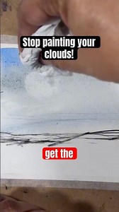 The Easiest Way to Paint FLUFFY Clouds! ☁️ #shorts #art #mixedmedia