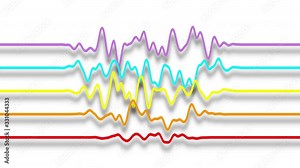 Color infographics. 5 graphs of different colors . Change of parameters. Interference and waves. A looped video footage. 4K Stock Video