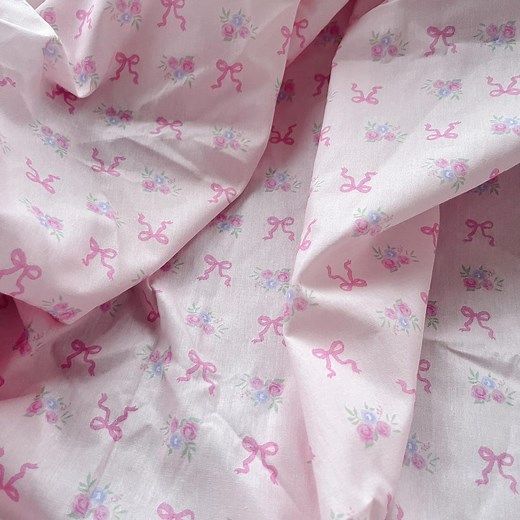 Cute Pink Bowknot Fabric, Bow Floral Print Cotton Fabric for Blouse, Skirt, Dress, Hairband, Outfits, Tablecloth - Etsy