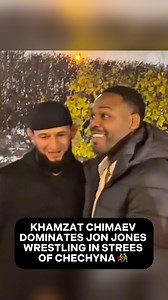 UFC Champion Khamzat Chimaev dominates Jon Jones while wrestling in streets of Chechynya 😳👀 #ufc #mma #wrestling | Combat Sports Interviews and News 24/7