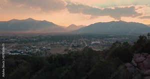 Aerail views of sunset in the Sawatch Mountain Range outside of Buena Vista, Colorado