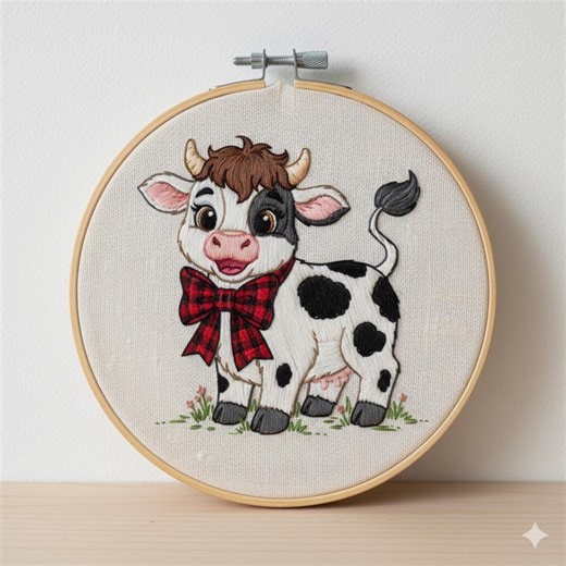 Cute Highland Cow Embroidery Design, Highland Cow Embroidery Template PDF File (instant Download) - Etsy