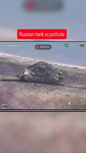 Russian tank vs pothole | InterestingAll