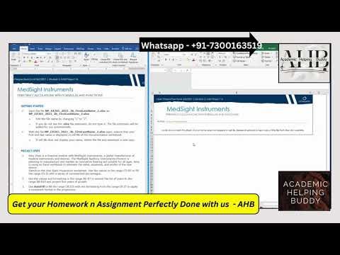 Shelly Cashman Excel Module 3 SAM Project 1b | MedSight Instruments