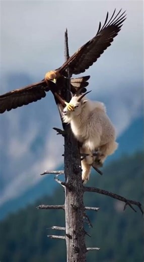 Rare Strong Eagle Catches Mountain Goat at Dawn Break #wildlife #nature #eagle