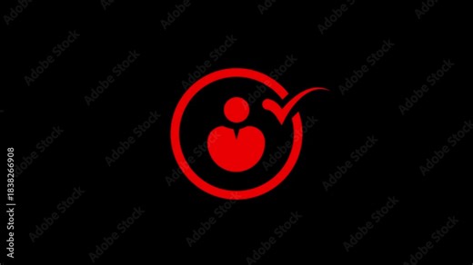 Red icon of a person inside a circle, symbolizing user, profile, account, or identity on a plain background