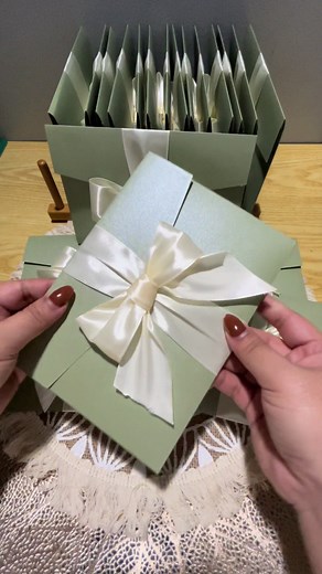 Sage Green Wedding Invitation with Elegant Ribbon