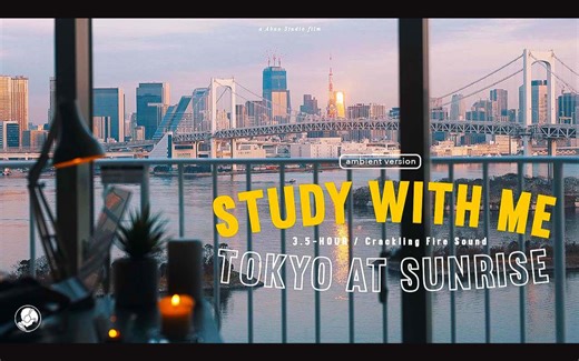 📚3.5小时实时学习(安静学习版) ｜🌁日出的东京湾｜番茄工作法(25+5)｜自带倒计时&铃声提醒｜Study with me｜