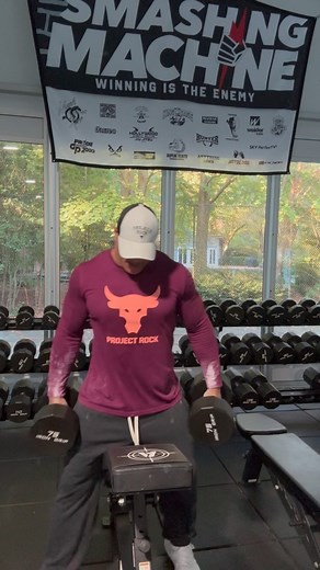 Dwayne Johnson on Instagram: "DB row 4 sets 8-12 reps * 2 second hold This movement has become one of my all time favorites- I have long arms so with the right bench, set at the right incline - I can get an insanely deep stretch at the bottom for greater activation. These are a MF, but slow, focused and controlled is the way. Give these a try 💪🏾 #ironparadise 🐉 @projectrock"