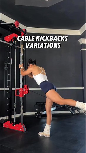Cable Kickbacks Variations Know the Difference Gluteus Maximus (Straight Kickback): 1. Set the pulley at or slightly below hip level to ensure a straight kickback. 2. Step down with your working leg for stability. 3. Kick straight back to maximize gluteus maximus activation. Gluteus Medius (External Rotation): 1. Set the pulley at the bottom. 2. Externally rotate your working leg to 45 degrees for better gluteus medius engagement. 3. Kick at a 45-degree angle to engage the gluteus medius. Gluteu