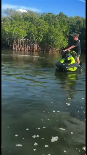 Catching crabs with my mouth on a jet ski