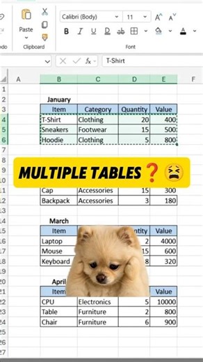 Combine Multiple Tables Using VSTACK in Excel