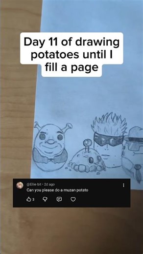 Day 11 of drawing potatoes #potato #art #drawing #shorts #muzan #demonslayer