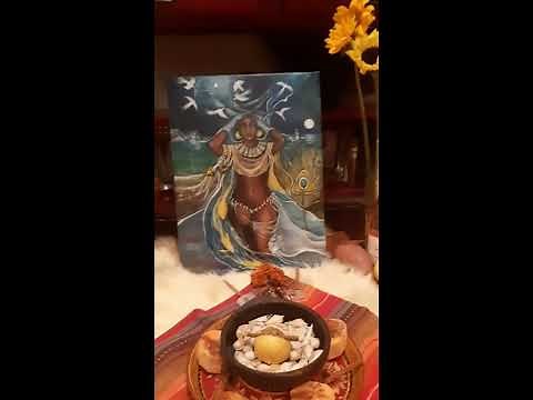Oshun Ritual.Altar ideas with my painting of this beautiful African Goddess of Love and Light.