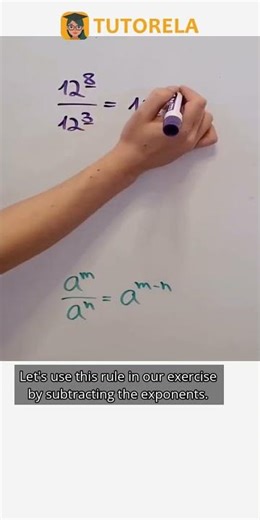 Simplify \( 12^8 / 12^3 \) Using Exponent Laws #Math #ExponentsRules