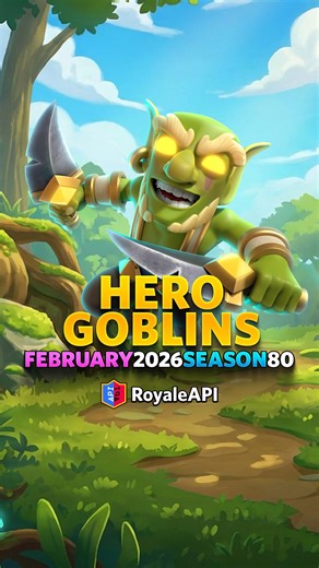 RoyaleAPI on Instagram: "Hero Goblins arrive in Clash Royale Season 80 on Feb 2! https://on.royaleapi.com/herogobs They share base stats with regular Goblins, but their 1-Elixir Hero ability, Banner Brigade, adds real tactical depth. You can’t activate it on deploy — after all four Goblins fall, the last drops a banner that stays for 7 seconds with a visible blue countdown. Trigger it to call in four “Brigade Goblins” around the banner (same stats for now, separately classified for future balanc